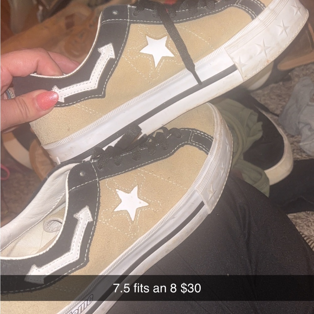 Tan and Black Star Sneakers